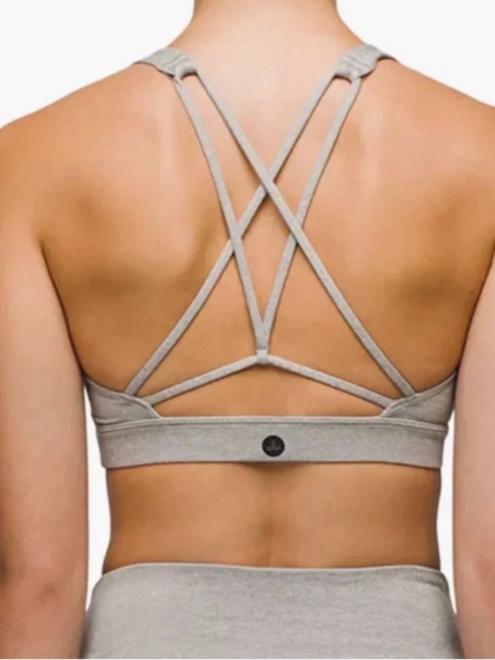 Prana Heavana Heather Gray Strappy Sports Bra